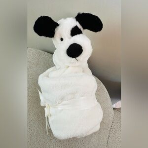Jellycat Bashful black and cream puppy soother
